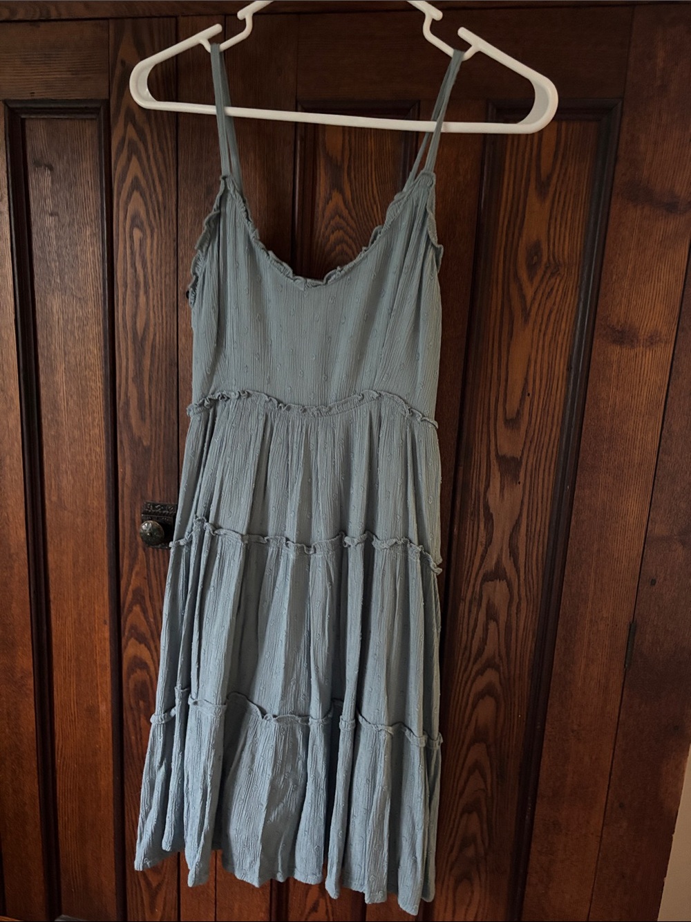 Light Blue Tiered Spaghetti-Strap Sundress